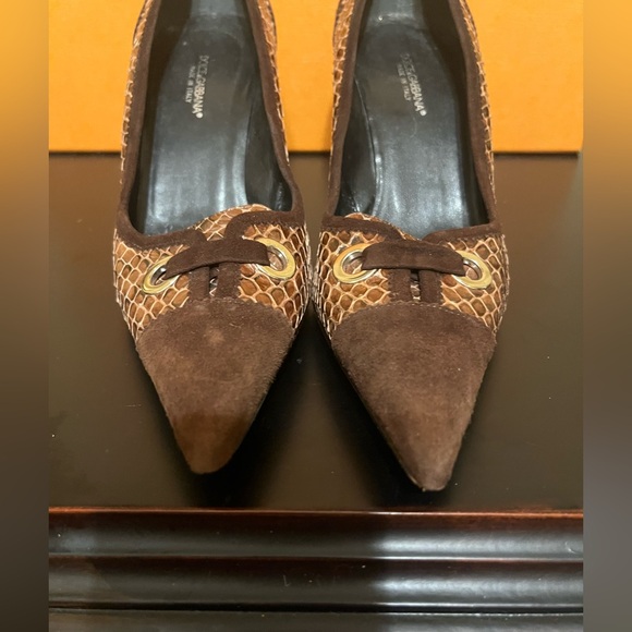 Dolce and Gabbana Pointed Toe - Brown Snake Print - Size 39 (8.5 US) -Firm Price - Picture 6 of 8